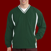 Tipped V Neck Raglan Wind Shirt