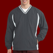 Tipped V Neck Raglan Wind Shirt