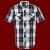 Men's Short-Sleeve Plaid Pattern Woven Shirt