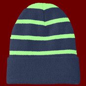 Striped Beanie with Solid Band
