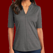 Ladies Stretch Heather Open Neck Top