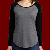 Ladies PosiCharge ® Long Sleeve Tri Blend Wicking Scoop Neck Raglan Tee