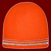Lined Enhanced Visibility with Reflective Stripes Beanie