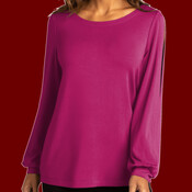 Ladies Luxe Knit Jewel Neck Top
