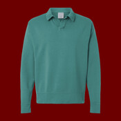Unisex Garment-Dyed Polo Collar Sweatshirt
