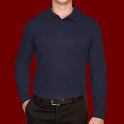 Men's CrownLux Performance® Plaited Long Sleeve Polo