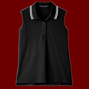 Women's CrownLux Performance® Plaited Tipped Sleeveless Polo