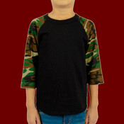 Youth Three-Quarter Sleeve Camo Raglan T-Shirt