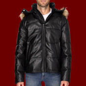 Unisex Vegan Leather Puffer Jacket
