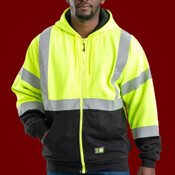 Men's Hi-Vis Class 3 Color Block Full-Zip Hooded Sweatshirt