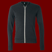 Unisex Triblend Lightweight Full-Zip Hooded Long Sleeve Tee