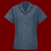 Women's Loose Fit Short Sleeve Button Smock