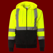 Unisex Hi-Vis Full-Zip Hooded Sweatshirt