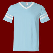 V-Neck Jersey with Striped Sleeves