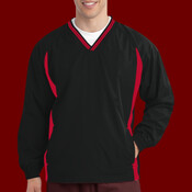 Tipped V Neck Raglan Wind Shirt