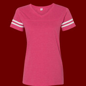Women's Football V-Neck Fine Jersey Tee