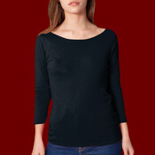 6344 Sheer Jersey 3/4 Sleeve Boat Neck