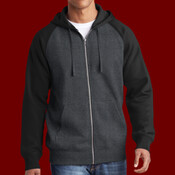 Raglan Colorblock Full Zip Hooded Fleece Jacket