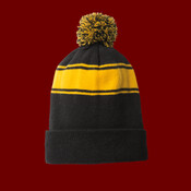 Stripe Pom Pom Beanie