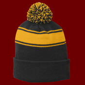 Stripe Pom Pom Beanie