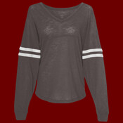Women’s Slub Jersey Varsitee V-Neck Long Sleeve T-Shirt