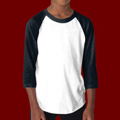 BB253 Youth Poly-Cotton 3/4 Sleeve Raglan