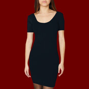 rsa8340 Cotton Spandex Jersey Double-U Neck Mini Dress