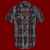 Men's Short-Sleeve Plaid Pattern Woven Shirt