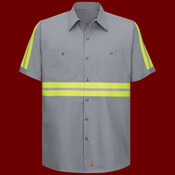 Men's Tall Enhanced Visibility Short Sleeve Cotton Work Shirt