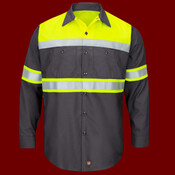 Men's Hi-Visibility Colorblock Ripstop Long Sleeve Work Shirt