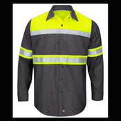 Men's Tall Hi-Visibility Colorblock Ripstop Long Sleeve Work Shirt