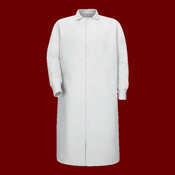 Unisex Gripper-Front Pocketless Butcher Coat With Knit Cuffs