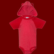 Infant Fine Jersey Raglan Bodysuit with Hood & Ears