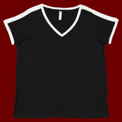 Women's Curvy Retro Ringer Premium Jersey V-Neck Tee