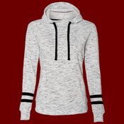 Women’s Mélange Fleece Striped-Sleeve Hooded Sweatshirt