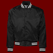 Unisex Satin Baseball Jacket Striped Trim