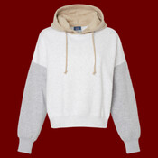 Women's Sueded Fleece Colorblocked Crop Hooded Sweatshirt