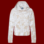 Women's Sueded Fleece Tie-Dyed Crop Hooded Sweatshirt