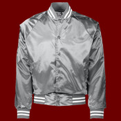 Satin Baseball Jacket/Striped Trim