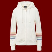 Women's Striped Sleeves Full-Zip Hooded Sweatshirt
