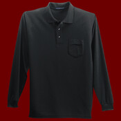 Long Sleeve Silk Touch Polo with Pocket