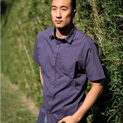 Men's Peached Printed Poplin Short Sleeve Shirt