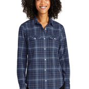 Women's Long Sleeve Ombre Plaid Shirt